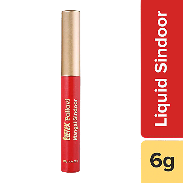 Eyetex Mangal Sindoor 100% skin-friendly, long-lasting, Semi-matte finish, Contains natural gums,Quick-dry formula,Water-resistant,Fade-proof & Crease-free (6g) (Red)