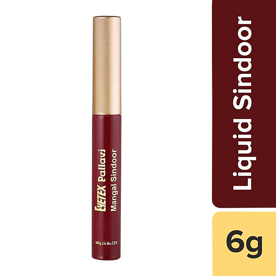 Eyetex Mangal Sindoor 100% skin-friendly, long-lasting, Semi-matte finish, Contains natural gums,Quick-dry formula,Water-resistant,Fade-proof & Crease-free (6g) (Maroon)