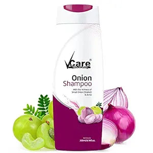 VCare Onion Shampoo for Hair Growth and Hair Fall Control - With Small Onion and Amla -200 ml Suitable for Both Men & Women