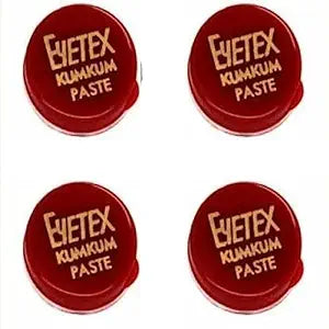 Eyetex Kumkum Paste Waterproof Long lasting, Smudge Proof | Pure and Natural Deep Colour, Long lasting | Enriched with Natural and Organic Ingredients (Pack of 4Jars Red)