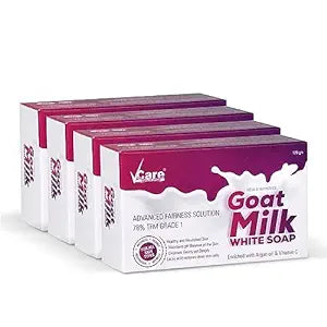 VCare Goat Milk White Soap Enriched with Argan Oil & Vitamin C-Best soap for skin Hydration & Nourishment 125 gm, (Pack of 4)
