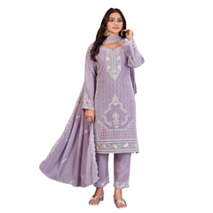 Women’s Embroidered Faux Georgette Salwar Kameez Set with Dupatta | Pakistani Style Straight Suit | Party Wear Ethnic Dress for Women