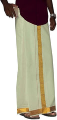 StylesIndia Cotton Saree Border Dhoti with Pocket | Kerala Kasavu Vesti Mundu | Traditional Kattikko Ottikko Men's Dhoti