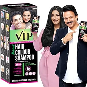 VIP Hair Colour Shampoo for Men and Women, 400ml, Dark Brown | No Ammonia | Long Lasting Hair Color | 100% Grey Coverage | Easy As Shampoo