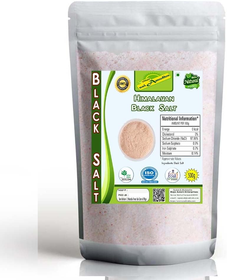 nalAmudhu Black Salt (Kala Namak Mineral) Vegan, Pure, Unrefined, Non-GMO & Natural - Perfect for Tofu Scramble, Egg Taste 500g