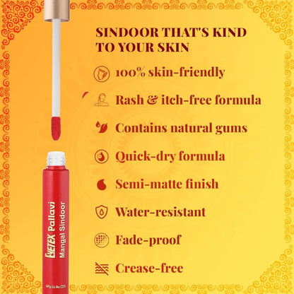 Eyetex Mangal Sindoor 100% skin-friendly, long-lasting, Semi-matte finish, Contains natural gums,Quick-dry formula,Water-resistant,Fade-proof & Crease-free (6g) (Red)