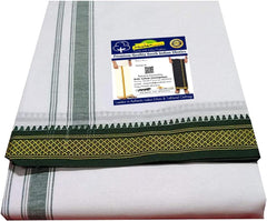 Men's Cotton Colored Single Layer Thalapathy Dhoti with Angavastram (Towel)