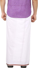 Cotton Double Layer White Dhoti 3.6 Meters Length Lungi Sarong with Colored Border Dhoties