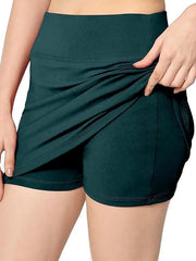 Women’s 2-Piece Ethnic Fusion Set – Stretchable Layered Skort/Shorts with Built-in Shorts & Half Sleeve Crop Blouse | Casual, Festive & Indo-Western Wear