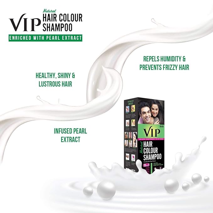 VIP Hair Colour Shampoo for Men and Women, 400ml, Dark Brown | No Ammonia | Long Lasting Hair Color | 100% Grey Coverage | Easy As Shampoo