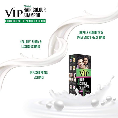 VIP Hair Colour Shampoo for Men and Women, 180ml, Dark Brown | No Ammonia | Long Lasting Hair Color | 100% Grey Coverage | Easy As Shampoo