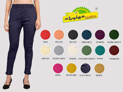 Women's Ankle Length Elastic Waist Cotton Pants, 4 Way Stretchable Slim Fit Casual Pant