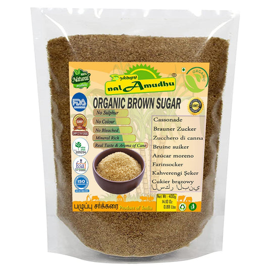 nalAmudhu Brown Sugar | Natural Organic | Sulphur Free | No Color | Unbleached | Mineral Rich | Real Taste & Aroma of Cane 400g