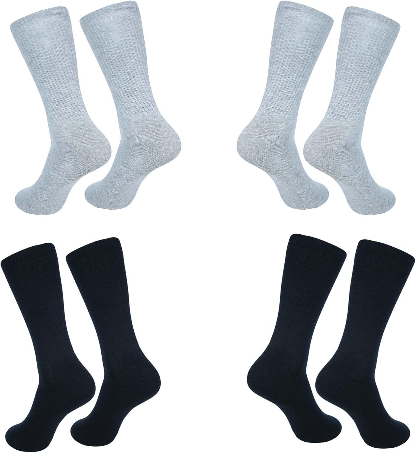 Men's Athletic Performance Crew Socks Cotton Blend|Full Length Lightweight Casual Wear Business Socks| Pack of 4