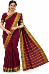 Kanchipuram Cotton Saree for Women | Golden Zari Border | Traditional South Indian Saree for Wedding & Festival