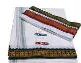 Men's Cotton Colored Single Layer Thalapathy Dhoti with Angavastram (Towel)