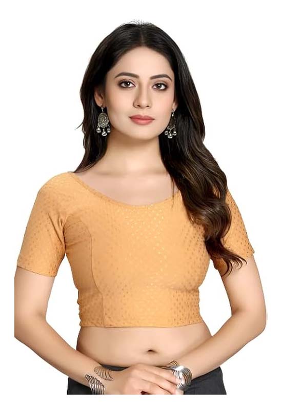 Stylesindia Women's Cotton Lycra Stretchable Crop Top | Half Sleeve Dry Fit Gym Shirt | Athletic Workout Tee | Yoga, Running, Fitness Sports Top | Versatile Sari Blouse