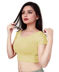 StylesIndia Women's Designer Cotton Lycra Blouse | Back Knot Cut-Out Tassel Design | Stretchable Crop Top for Sarees & Lehengas DNO:136