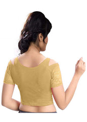 Stylesindia Women's Cool Shoulder Designer Blouse | Cotton Lycra Stretchable Zipper Crop Top | Ethnic & Party Wear DNo:113