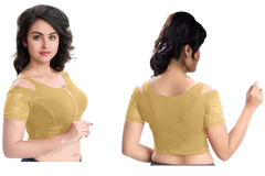 Stylesindia Women's Cool Shoulder Designer Blouse | Cotton Lycra Stretchable Zipper Crop Top | Ethnic & Party Wear DNo:113