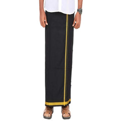 Men's Cotton Blend Dhoti with Bentex Border | Traditional Single Layer South Indian Vesti Mundu | Ethnic Wear for Weddings, Poojas & Festivals