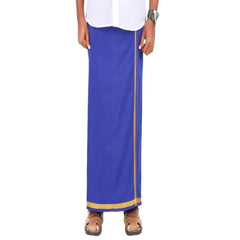 Men's Cotton Blend Dhoti with Bentex Border | Traditional Single Layer South Indian Vesti Mundu | Ethnic Wear for Weddings, Poojas & Festivals