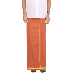 Men's Cotton Blend Dhoti with Bentex Border | Traditional Single Layer South Indian Vesti Mundu | Ethnic Wear for Weddings, Poojas & Festivals