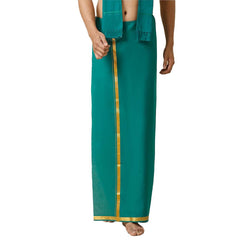 Men's Cotton Blend Dhoti with Bentex Border | Traditional Single Layer South Indian Vesti Mundu | Ethnic Wear for Weddings, Poojas & Festivals