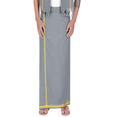 Men's Cotton Blend Dhoti with Bentex Border | Traditional Single Layer South Indian Vesti Mundu | Ethnic Wear for Weddings, Poojas & Festivals