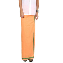 Men's Cotton Blend Dhoti with Bentex Border | Traditional Single Layer South Indian Vesti Mundu | Ethnic Wear for Weddings, Poojas & Festivals