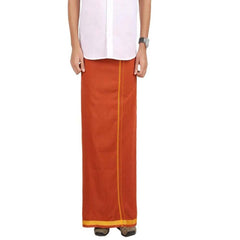 Men's Cotton Blend Dhoti with Bentex Border | Traditional Single Layer South Indian Vesti Mundu | Ethnic Wear for Weddings, Poojas & Festivals
