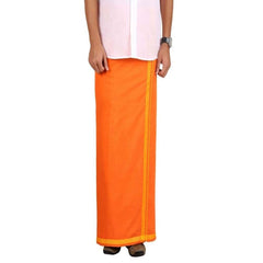 Men's Cotton Blend Dhoti with Bentex Border | Traditional Single Layer South Indian Vesti Mundu | Ethnic Wear for Weddings, Poojas & Festivals