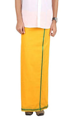 Men's Cotton Blend Dhoti with Bentex Border | Traditional Single Layer South Indian Vesti Mundu | Ethnic Wear for Weddings, Poojas & Festivals