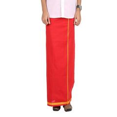 Men's Cotton Blend Dhoti with Bentex Border | Traditional Single Layer South Indian Vesti Mundu | Ethnic Wear for Weddings, Poojas & Festivals