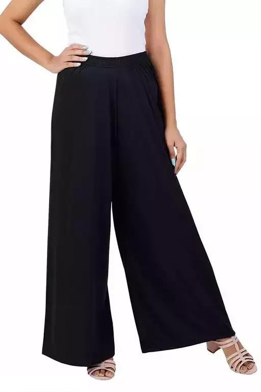 Stylesindia™ Women's Palazzo Pants - Soft Rayon Bottom Pants for Tops, Tees & Kurta Kurtis (Black)