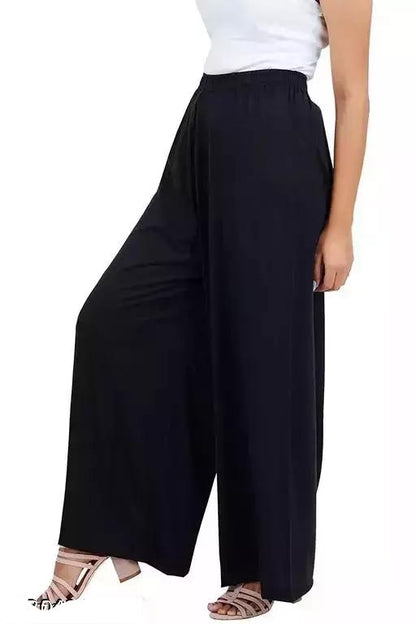 Stylesindia™ Women's Palazzo Pants - Soft Rayon Bottom Pants for Tops, Tees & Kurta Kurtis (Black)