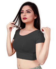 StylesIndia Women's Designer Cotton Lycra Blouse | Back Knot Cut-Out Tassel Design | Stretchable Crop Top for Sarees & Lehengas DNO:136