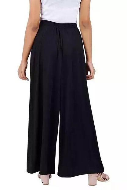 Stylesindia™ Women's Palazzo Pants - Soft Rayon Bottom Pants for Tops, Tees & Kurta Kurtis (Black)