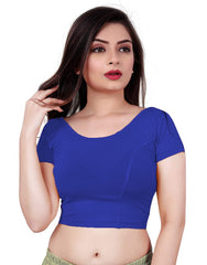 StylesIndia Women's Designer Cotton Lycra Blouse | Back Knot Cut-Out Tassel Design | Stretchable Crop Top for Sarees & Lehengas DNO:136