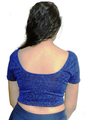 StylesIndia Women's Designer Metalic Lycra Blouse | Stretchable Short Sleeve Crop Top | Elegant Party & Ethnic Wear DNO:121