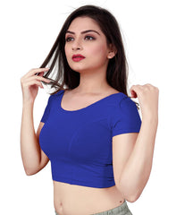 StylesIndia Women's Designer Cotton Lycra Blouse | Back Knot Cut-Out Tassel Design | Stretchable Crop Top for Sarees & Lehengas DNO:136