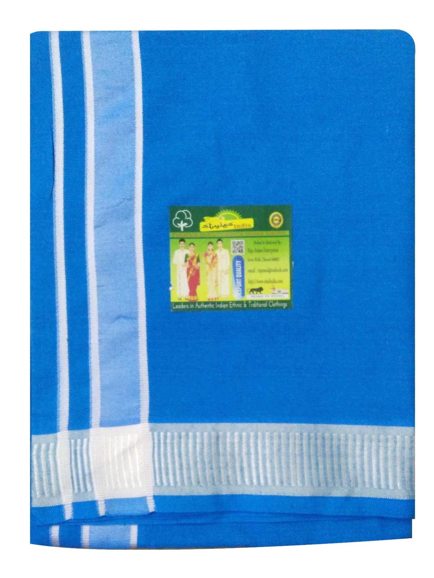 Stylesindia Men's Cotton Colored Dhoti with Fancy Border Kerala-style Veshti Mundu Kaili Lungi 2.0 Mtrs