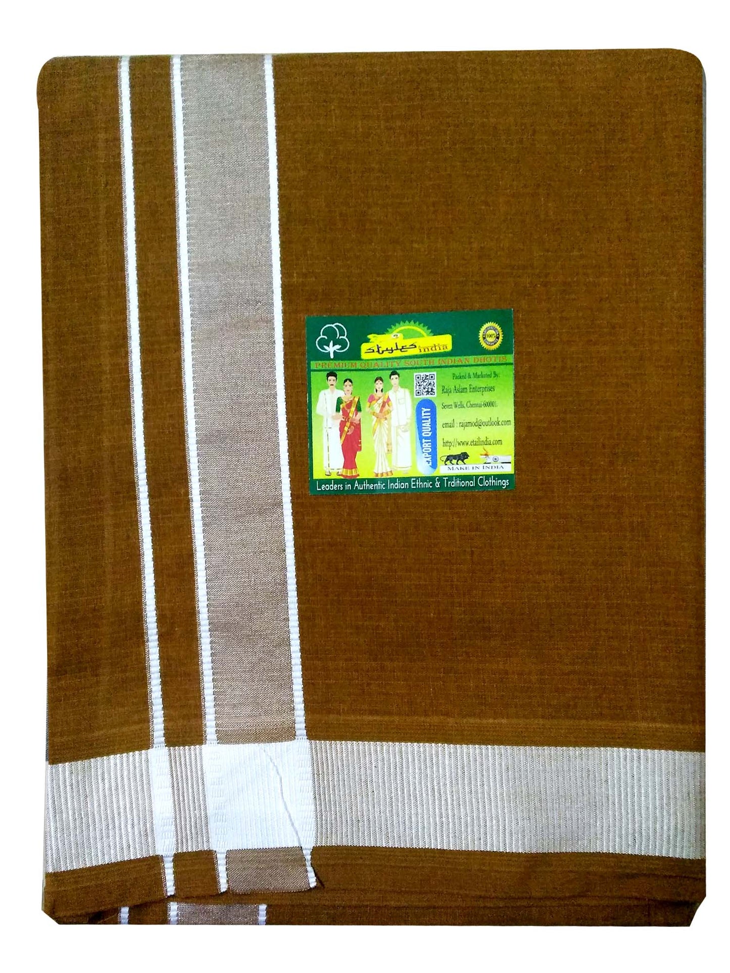 Stylesindia Men's Cotton Colored Dhoti with Fancy Border Kerala-style Veshti Mundu Kaili Lungi 2.0 Mtrs