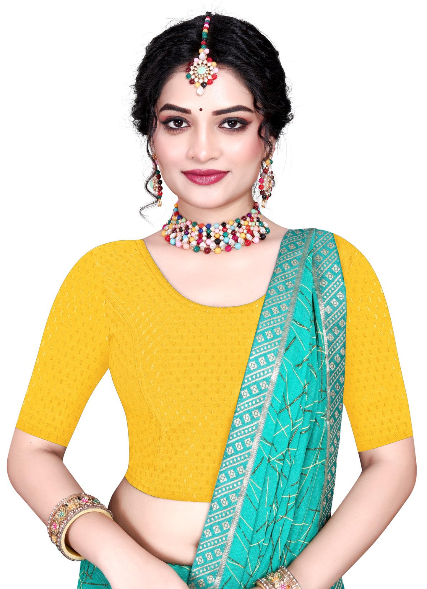 Stylesindia Women's Cotton Lycra Stretchable Crop Top | Half Sleeve Dry Fit Gym Shirt | Athletic Workout Tee | Yoga, Running, Fitness Sports Top | Versatile Sari Blouse