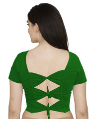 StylesIndia Women's Designer Cotton Lycra Blouse | Back Knot Cut-Out Tassel Design | Stretchable Crop Top for Sarees & Lehengas DNO:136