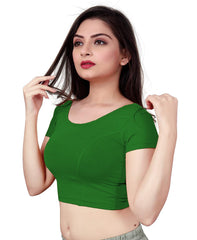 StylesIndia Women's Designer Cotton Lycra Blouse | Back Knot Cut-Out Tassel Design | Stretchable Crop Top for Sarees & Lehengas DNO:136