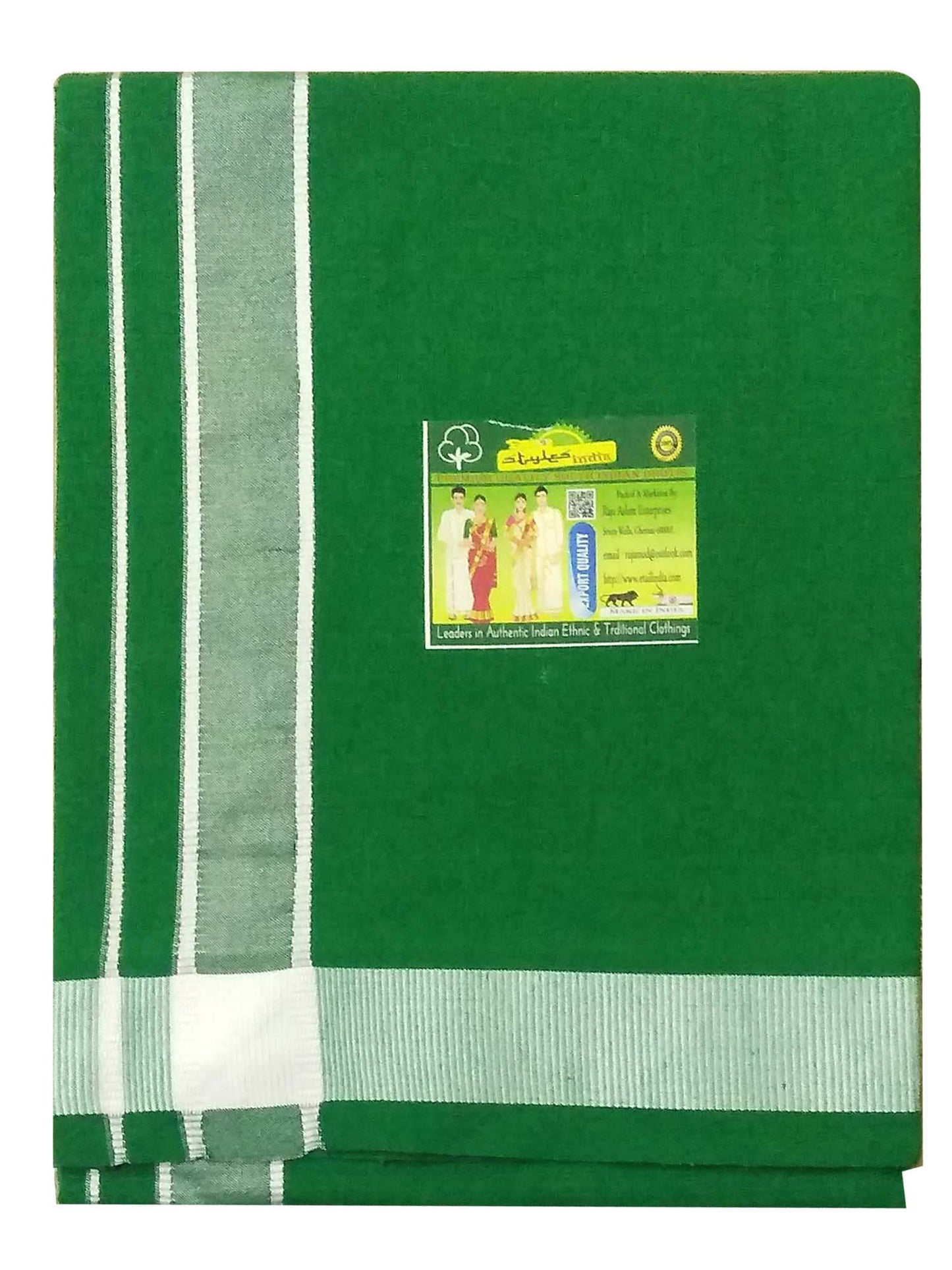 Stylesindia Men's Cotton Colored Dhoti with Fancy Border Kerala-style Veshti Mundu Kaili Lungi 2.0 Mtrs