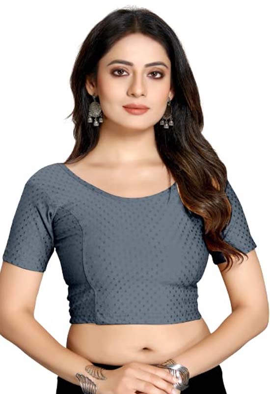 Stylesindia Women's Cotton Lycra Stretchable Crop Top | Half Sleeve Dry Fit Gym Shirt | Athletic Workout Tee | Yoga, Running, Fitness Sports Top | Versatile Sari Blouse