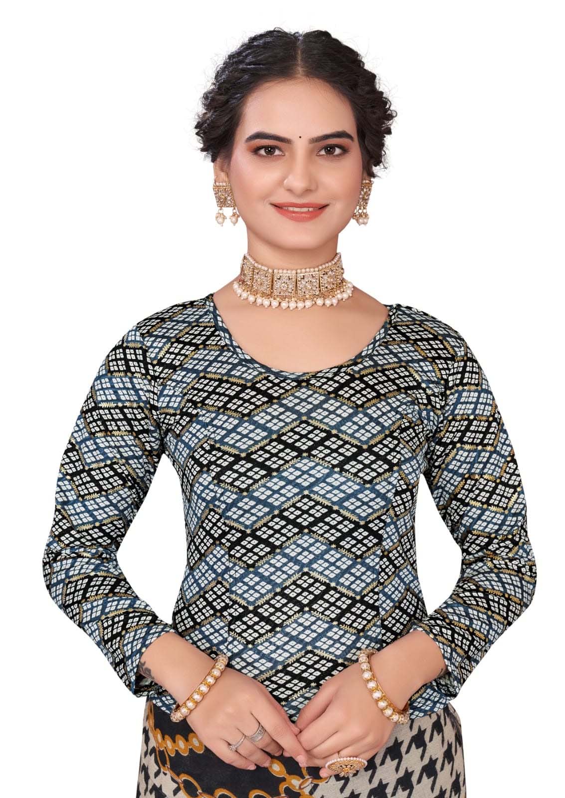 StylesIndia Women's Cotton Lycra Stretchable Printed Full Sleeve Crew Neck Basic Tee – Trendy & Comfortable DN-Arya