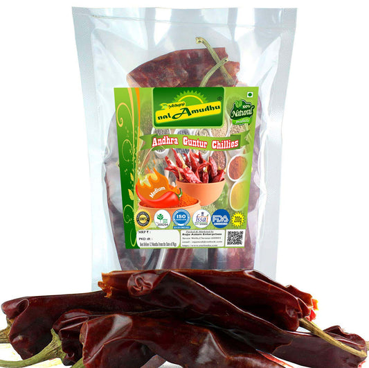 nalAmudhu Andhra Guntur Red Chilli Whole | Medium Hot | Red Pepper-200gm